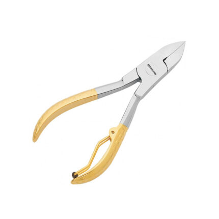 Half Gold Plated Single Spring Nail Nippers With Textured Handles